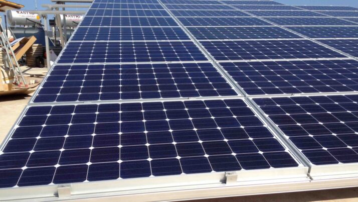 Photovoltaic  (pv) solar panel system at Heraklion .