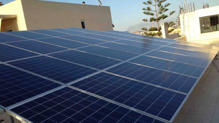 Photovoltaic solar panel roof of 7.7 kWatts at Heraklion