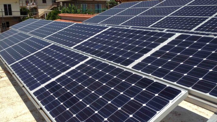 Photovoltaic  solar panel roof with a rated power of 9.8 kWatts at Aigio