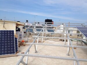 Photovoltaic (pv) solar panel system at Heraklion .