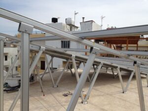 Photovoltaic (pv) solar panel system at Heraklion .