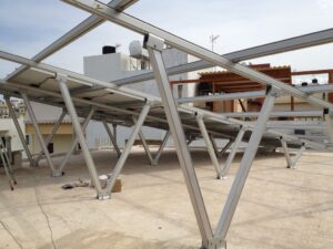 Photovoltaic (pv) solar panel system at Heraklion .