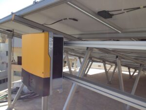 Photovoltaic (pv) solar panel system at Heraklion .