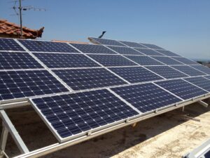 Photovoltaic solar panel roof with a rated power of 9.8 kWatts at Aigio