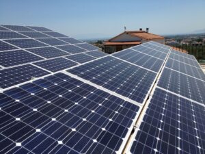 Photovoltaic solar panel roof with a rated power of 9.8 kWatts at Aigio