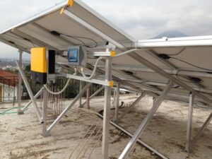 Photovoltaic solar panel roof with a rated power of 9.8 kWatts at Aigio