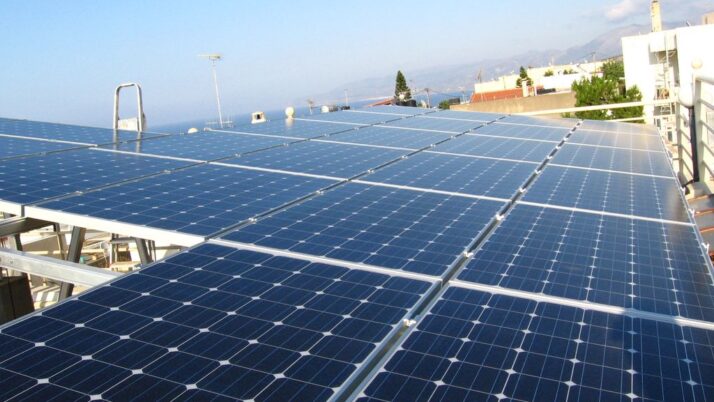 Photovoltaic  solar panel system at Koutouloufari