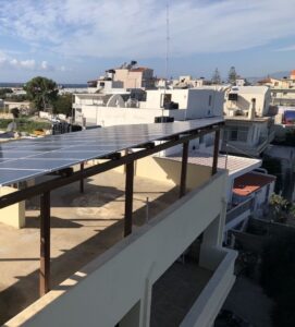 Photovoltaic solar panel pergola of 9,9 kWatts at Ierapetra
