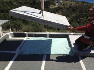 Photovoltaic solar panel roof above counterweights of 9,8 kWatts at Heraklion