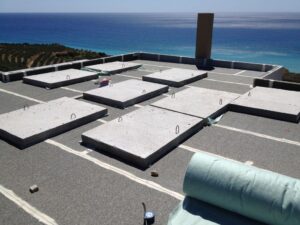 Photovoltaic solar panel roof above counterweights of 9,8 kWatts at Heraklion