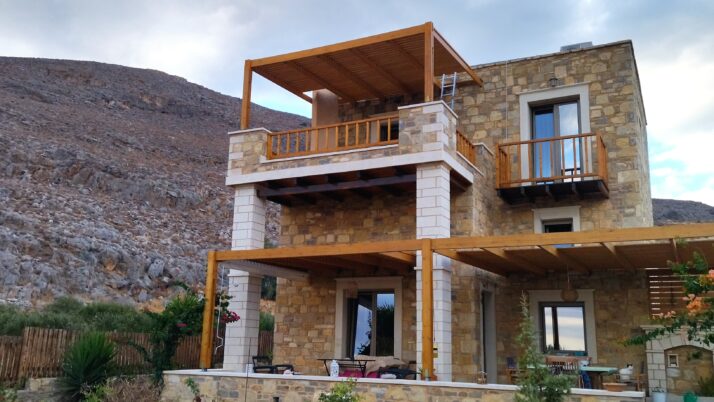 Autonomous photovoltaic (pv) system with batteries (standalone/off grid pv system) for a villa at Makrys Gialos, Sitia, Crete near Ierapetra